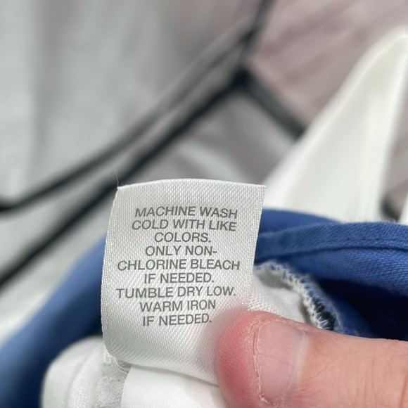 J. Jill 100% Linen Lagenlook Lightweight Color Block White Blue Shirt - Picture 5 of 5